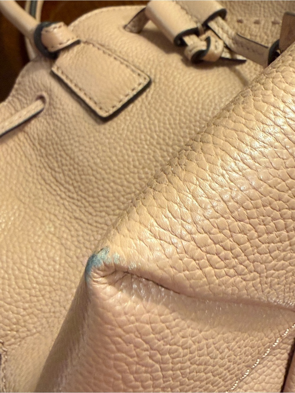 Tory Burch Cognac Pebbled Leather Drawstring Shoulder Bag - Picture 5 of 5
